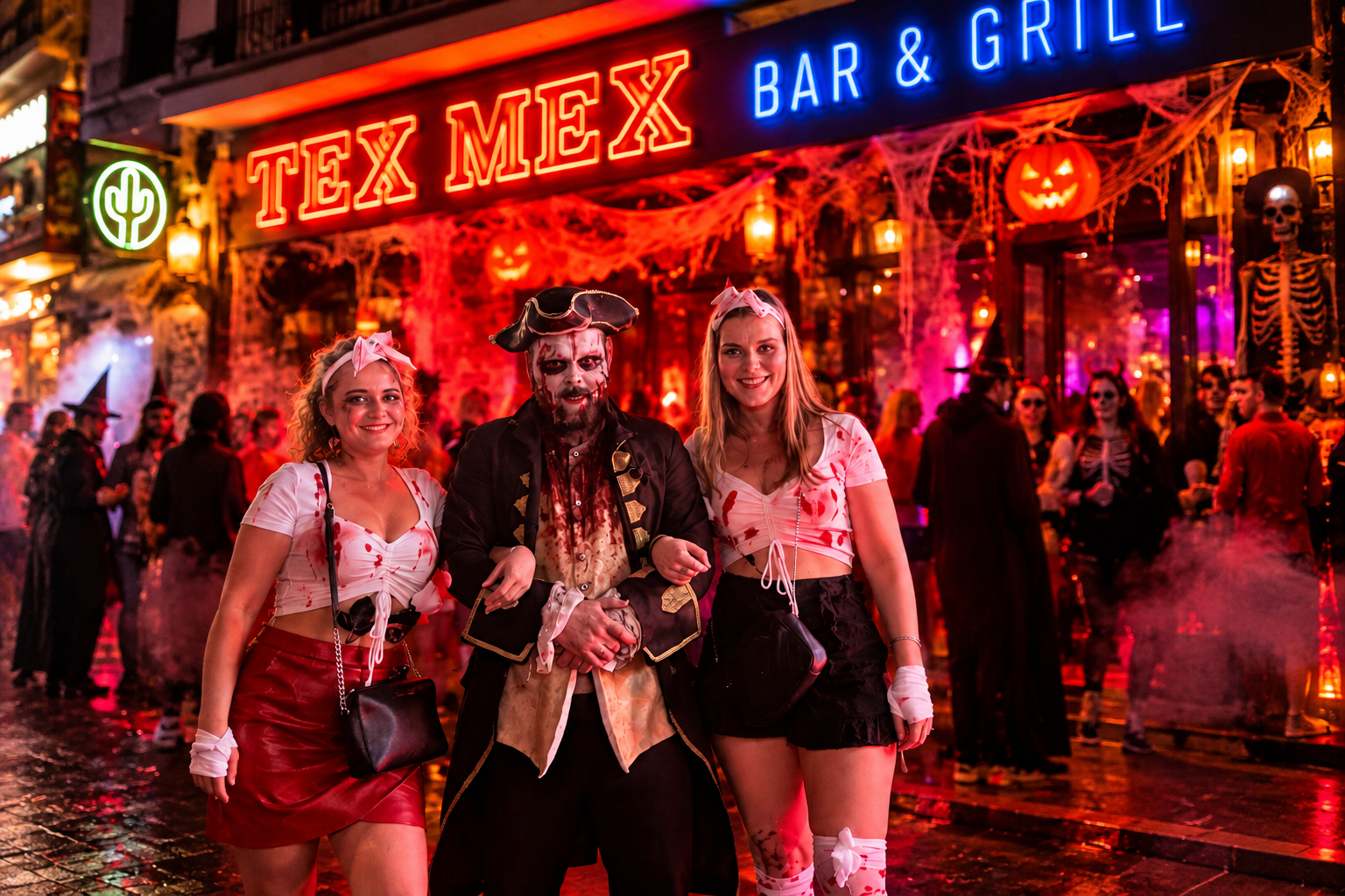 The background might be fake, but the costumes aren't. No AI excuses for showing up in jeans!